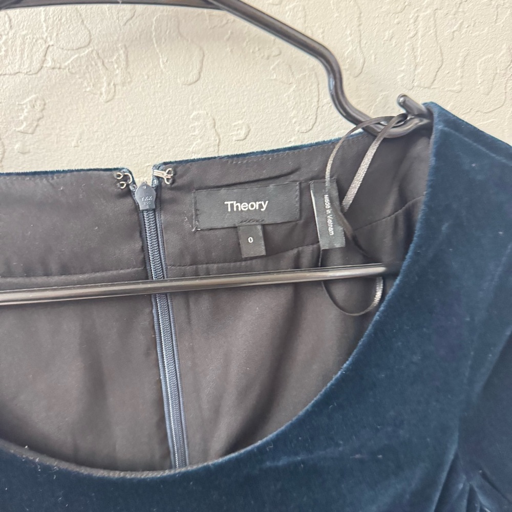 Theory Blue Velour Velvet Shift Dress Size 0 - Picture 4 of 5